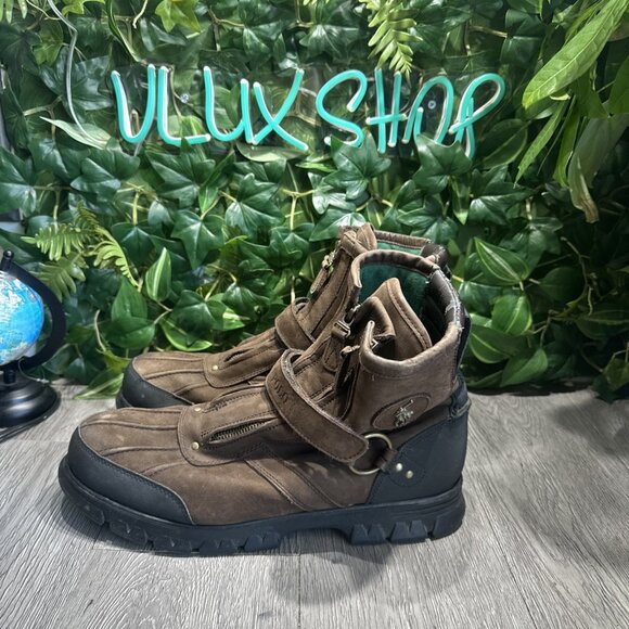 Polo Ralph Lauren Boot Conquest HI III Brown Suede Leather Zipper Mens - sz 13 D main image 11